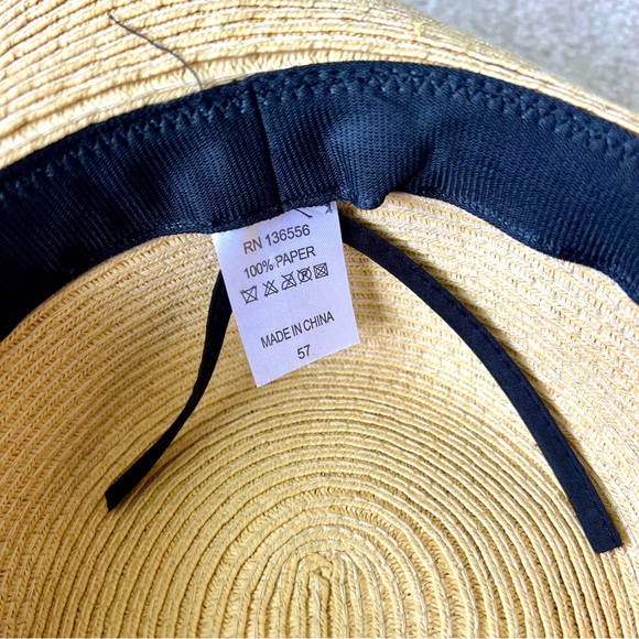 Just Married Adjustable Embroidered Paper Straw Hat—OS - Picture 6 of 10